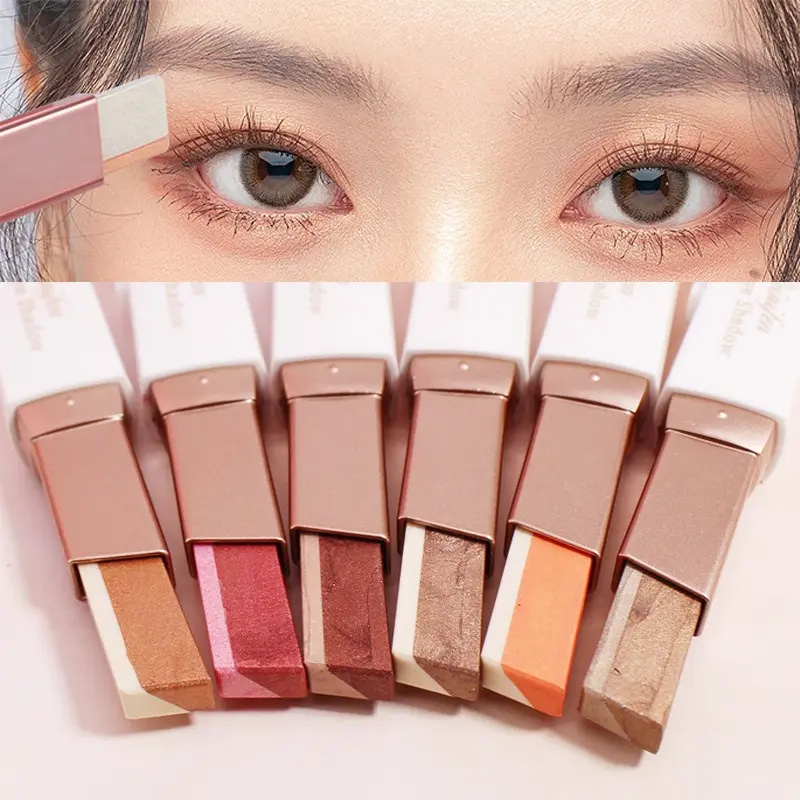 2 in 1 Dual Color Gradient Eyeshadow Stick, Shimmer Matte Cream Eye Shadow Pencil Waterproof Long Lasting Lazy Eye Makeup