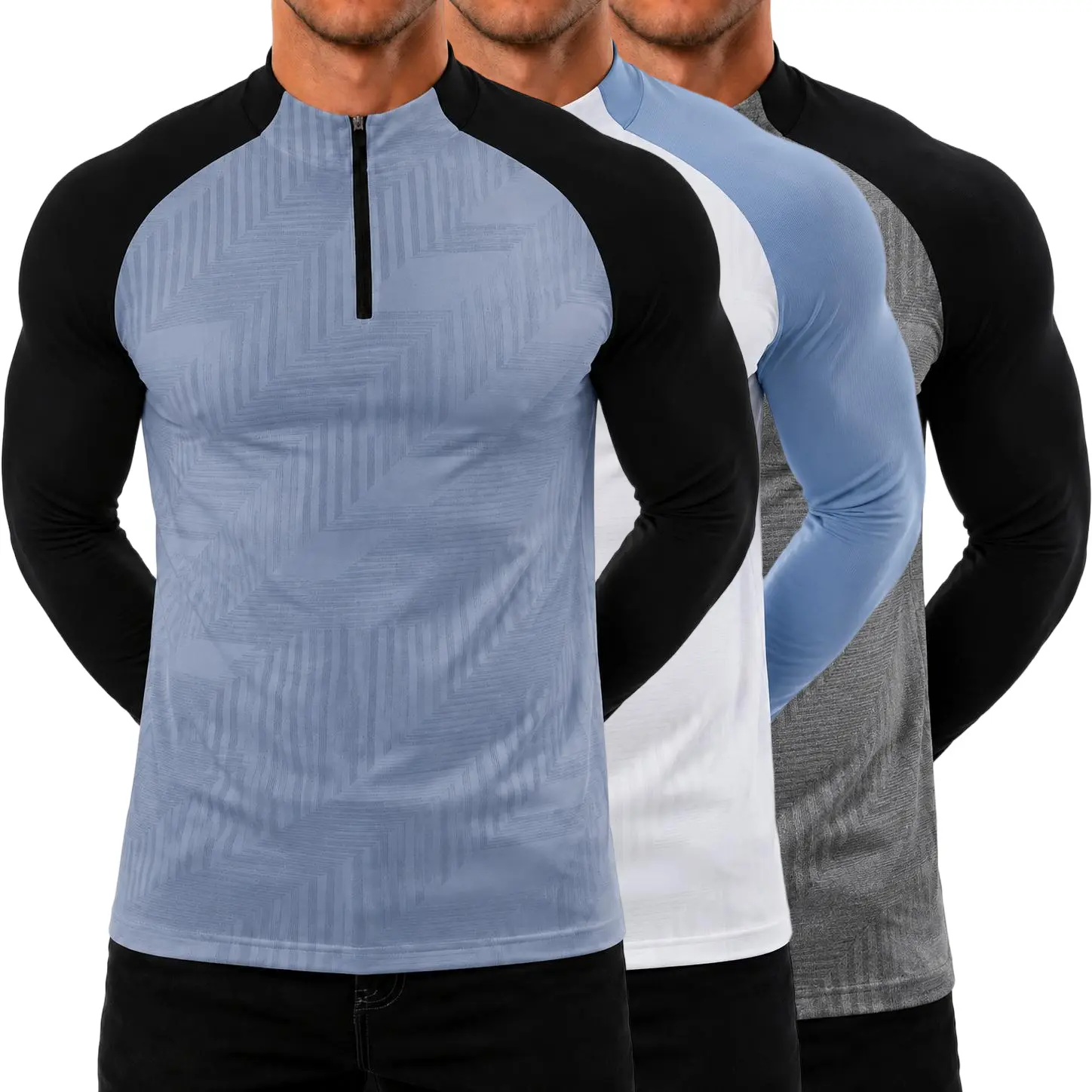Veiskor Men's Athletic Quarter Zip Pullover Long Sleeve Mock Neck Muscle Fit Quick Dry Lightweight Gym Workout Running Training Sports Performance Activewear Shirt