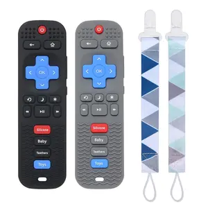 2 Pack Silicone Baby Teething Toys, Remote Control Shape Teething Toys  Babies 6-12 Months, BPA Free, Soft and Textured Teether Relief Soothe Gums Baby Chew Toys