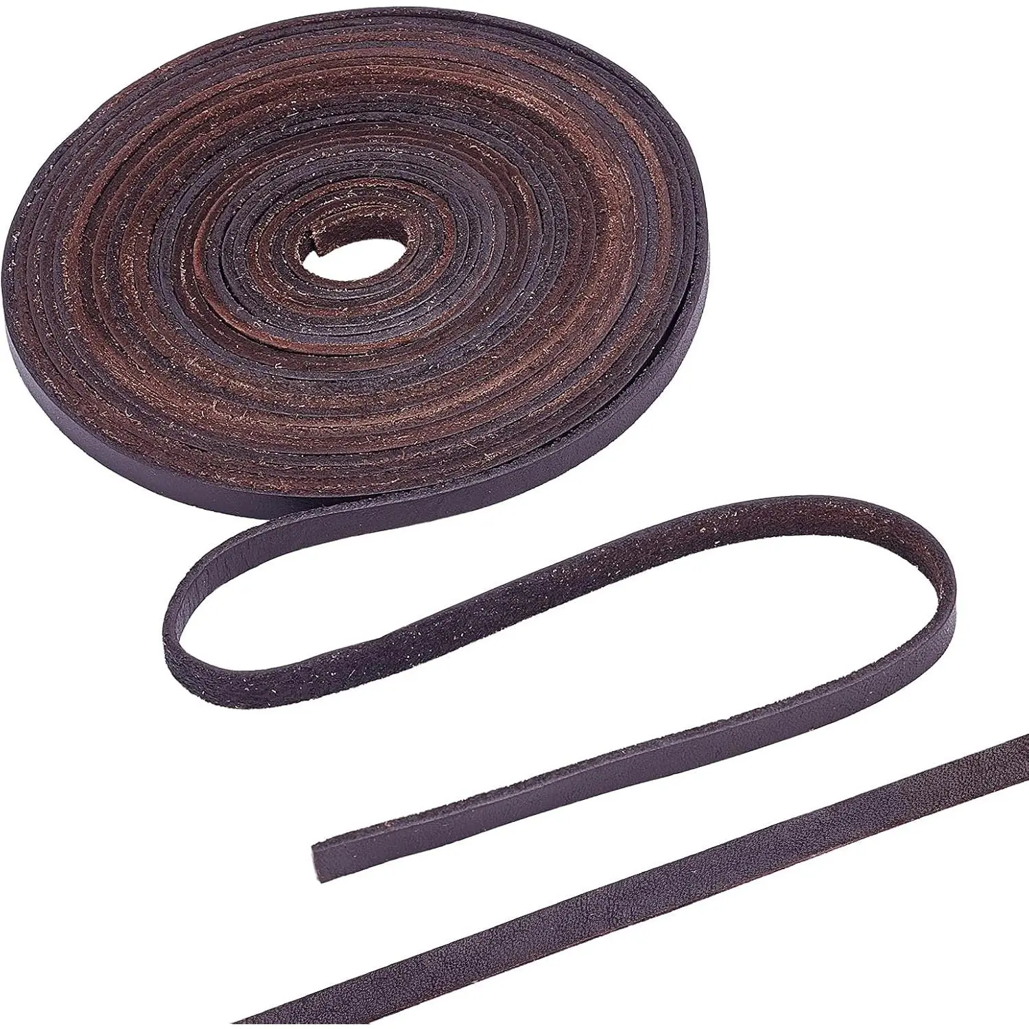 197Inch 6mm Dark Brown Flat  Cord Leather String Full Grain Cord Lace Cowhide Leather Strips for  Making DIY Craft Projects Belts Keychains