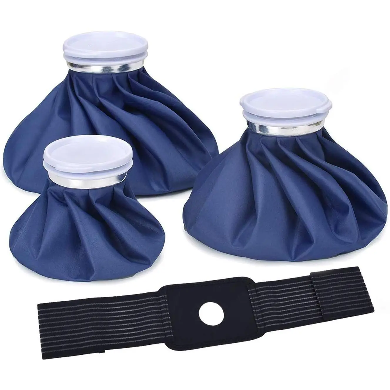 Ice Cold Pack Reusable Ice Bags Hot Water Bag for Injuries, Hot & Cold Therapy and Pain Relief with Elastic Breathable Support Wrap, 4-Pack, 3 Sizes (6"/9"/11"), (for Hot Therapy is 50-60 ℃ )