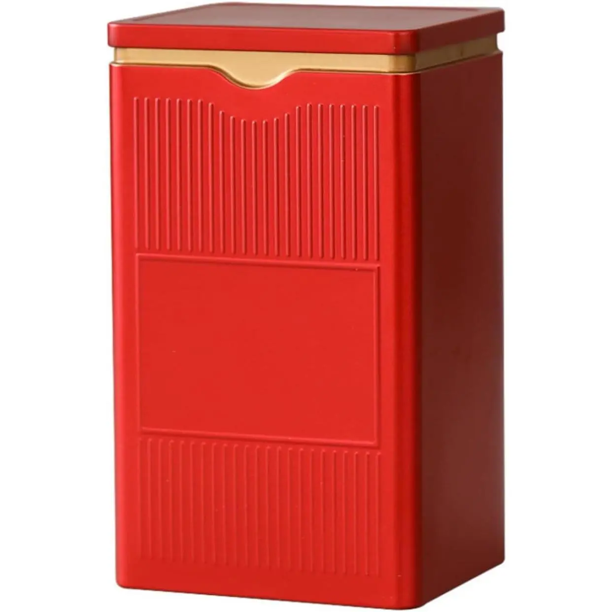 Square Airtight  Tin Storage Canister, Red | 5.9"x3.4"x2.8", Keeps Loose Leaf , for , Coffee, Spices, Dry  Storage, Ideal for Kitchen, Office Countertop