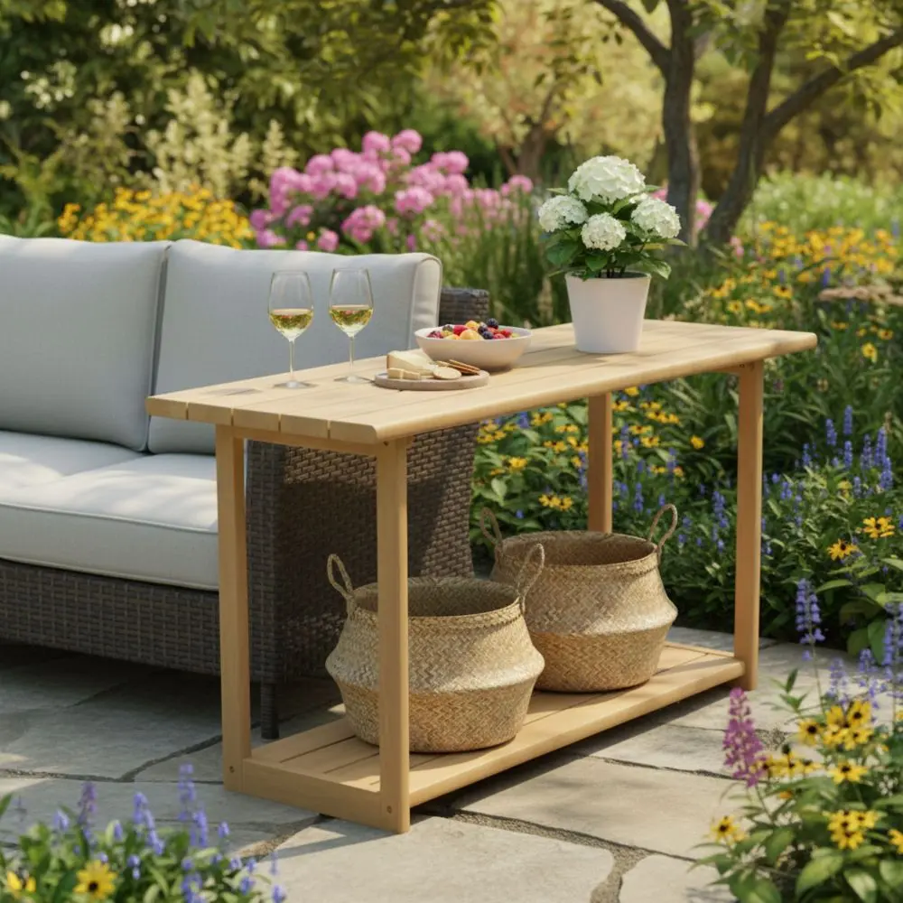 Woodside Outdoor Buffet Cabinet & Rectangular Console Table, Modern Patio Serving Table with Storage, Weather Resistant Outdoor Sideboard for Garden, Backyard, Deck, Porch, Entertaining Area, Barbecue Station & Outdoor Dining Furniture