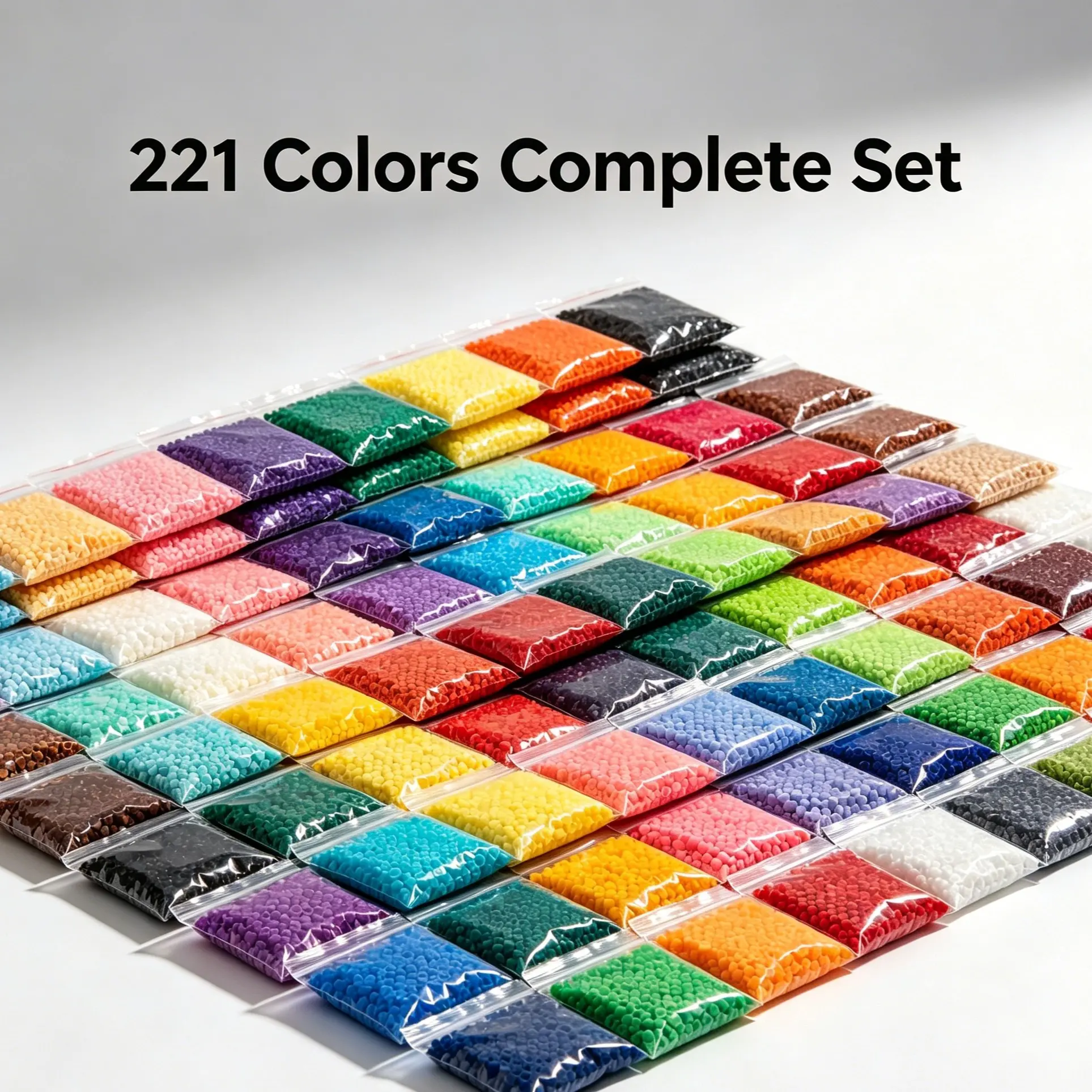 221 Colors Perler Beads Set, 2.6mm Fuse Beads, 9 Color Series, 500pcs Per Color, DIY Craft Supplies, Iron Beads for Kids Adults