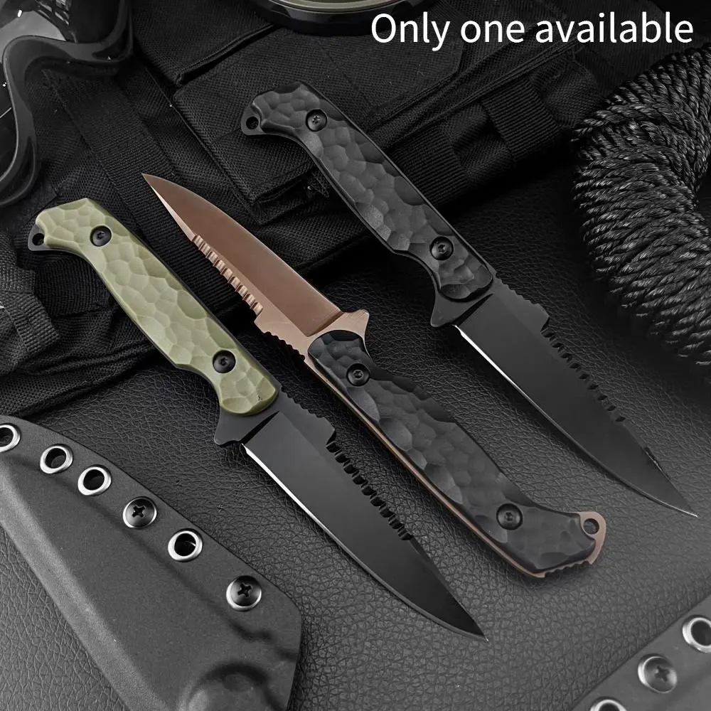 New High-Quality Camping Fixed Knife (with Sheath) 7Cr13Mov Blade, Nylon Fiber Handle, Collector's Grade Gift Outdoor Knives