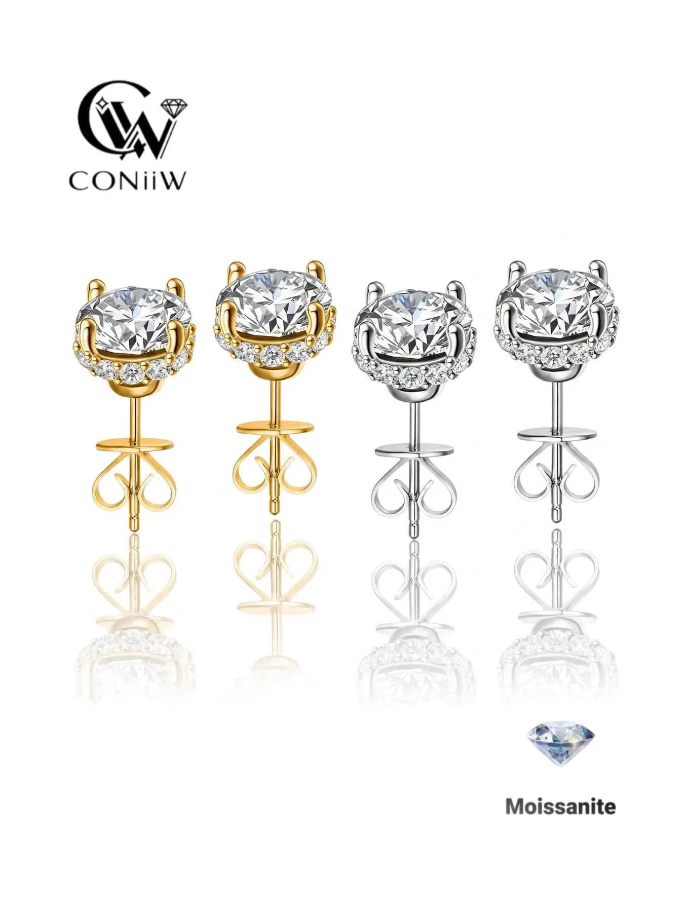 0.5-2 Carat Moissanite Earrings, Silver Tone, Retro Style, S925 Silver, Perfect for Birthday, Anniversary, Christmas Gifts, Versatile Earrings