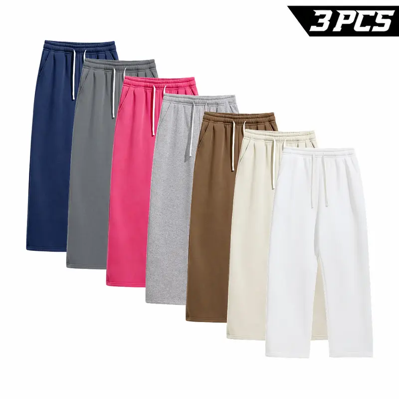 Men's 3 Pack Everyday Jogger Pants, with Drawstring Waist and Side Pockets, for Relaxed Streetwear, Errands and Trips
