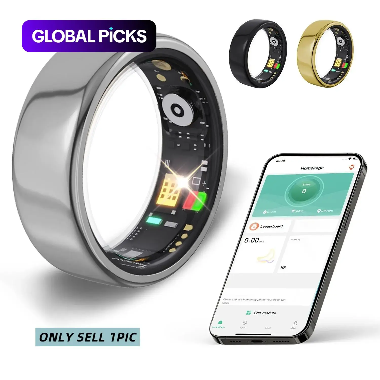 SIMSONLAB Smart Ring Fitness Tracker, IP68 Waterproof Wireless Smart Ring, Multifunctional Activity Recorder,Step Counter,Camera Control, Multi-Sport Modes, Gift for Men and Women, Unisex Design,Wearable Device, Wearable Fitness Trackers #GLOBAL PICKS