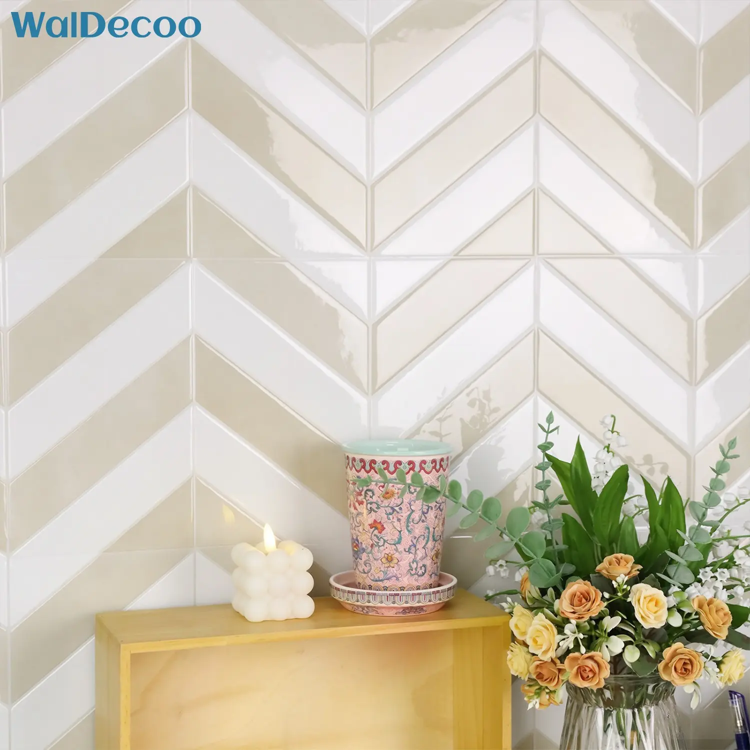 5/10 Sheets Beige V-shape Wall Tiles, Peel and Stick Wallpaper, Modern Touch, Strong Adhesive Waterproof Vinyl Wallpaper Stick on Tile, Kitchen, Bathroom Backsplash Wall Decals for Apartment Decoration