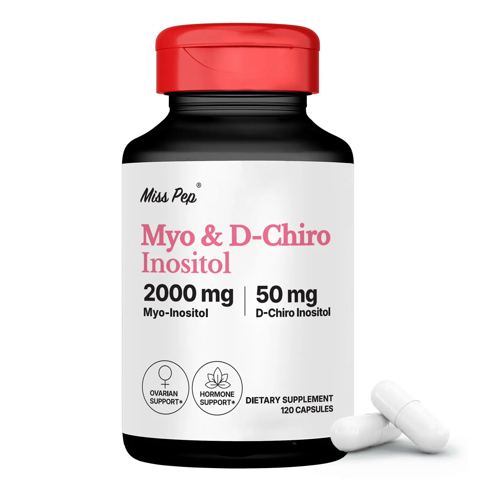 Misspep Inositol Supplement 40:1 Myo & D-Chiro Inositol, 120 Capsules (30-Day Supply) - P COS Fertility Support, Pelvic Health Specialist Reviewed, , Made in USA for women