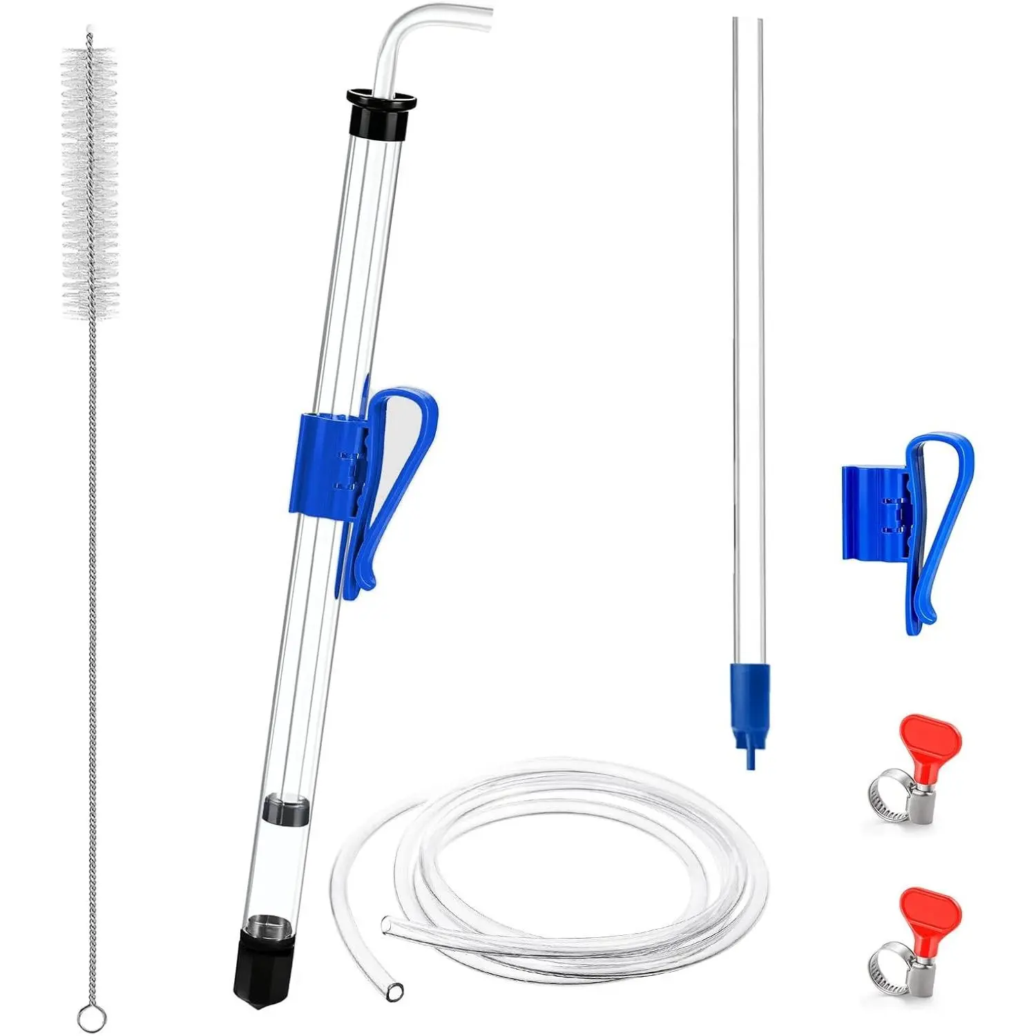 14” Auto Siphon Kit with 12.9” Bottle Wand, 5.5FT Food-Grade Silicone Tubing & Blue Clamp, Racking Cane for Homebrew Liquid Transfer, Bottling Fermentation (Beer, Wine, Mead)