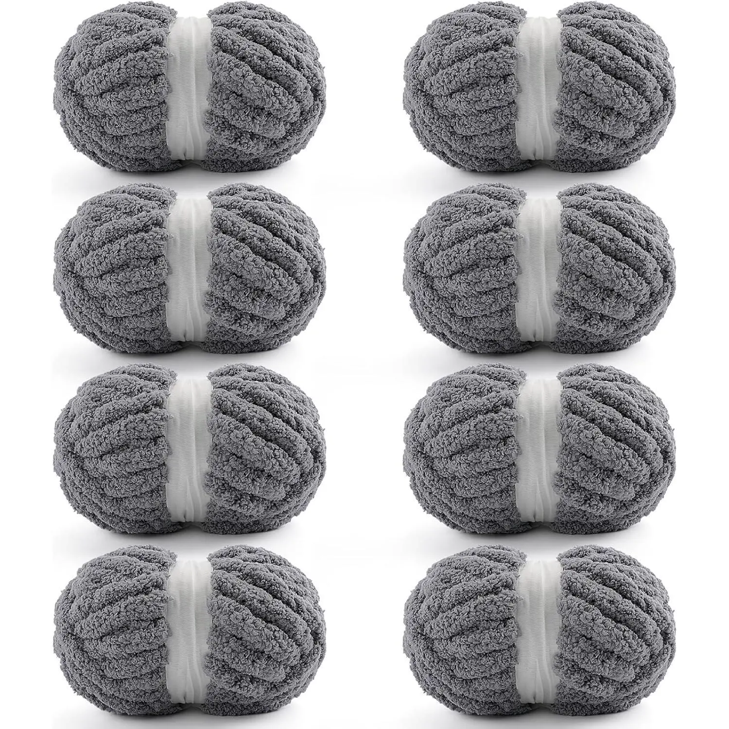 8 Pack Chunky Yarn for Crocheting, Blanket Thick Chenille for Hand Knitting, Soft Chunky for Crochet - 28 Yds 7.7 Oz Each Skein (Dark Gray)