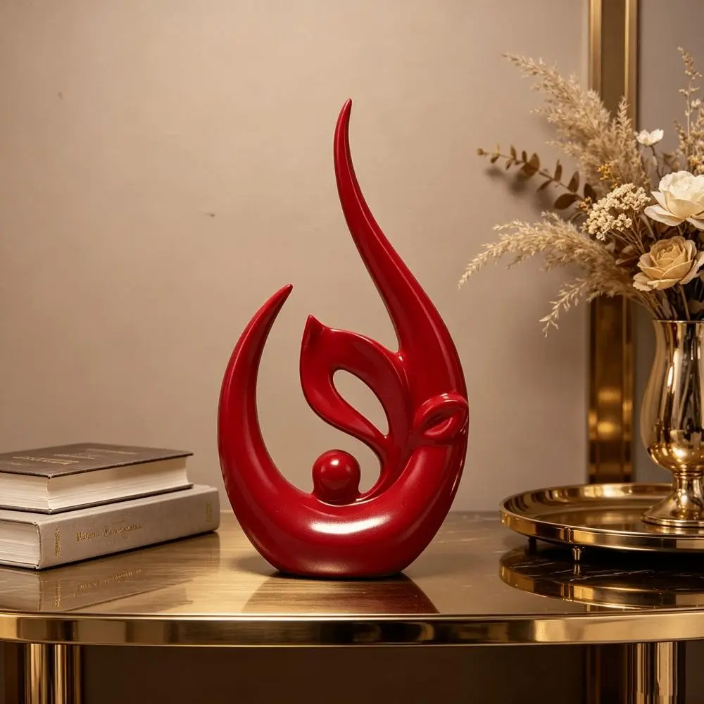 European Luxury Abstract Flame Resin Statue, Home Decor Figurines, Modern Art Desktop Decor, Living Room, Entrance, Office, Bookshelf Decoration, Moving Gift