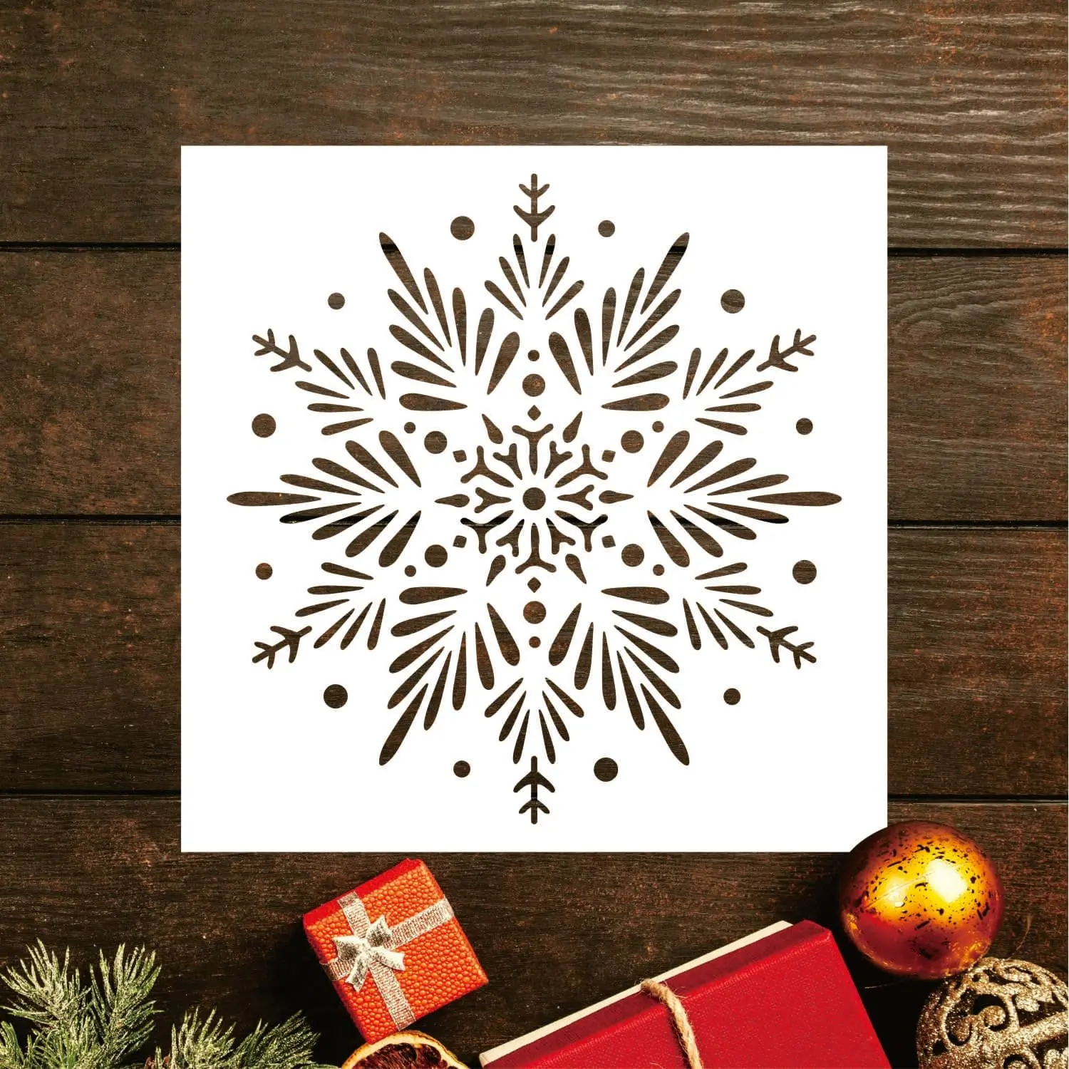Large Snowflake Stencil for Painting, 12 Inch  Christmas Template | Create crisp winter snowflake designs  windows, , walls and signs with a washable  12-inch  stencil