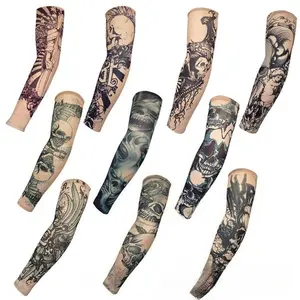 10-Pack Ice Silk UV Protection Arm Sleeves (Arm Cuffs), Breathable Cooling Sun Sleeves for Tattoo Cover, Running, Outdoor Sports