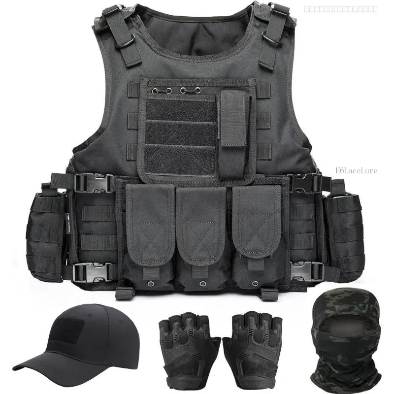 Tactical Vest for Men, Airsoft Vest, Black Molle Vest and Cap Protective Equipment, Tactical Airsoft GearFFSummitSupply7H6LaceLure