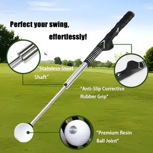 Retractable Golf Swing Training Aid for Indoor and Outdoor Use Suitable for Beginners and Professionals with Rhythm Click Sound Warm-up Function Golf Grip Trainer Golf Equipment