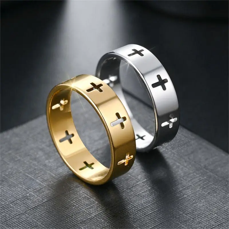 Minimalist Cross Band Ring, Unisex Fashion Jewelry, Rings for Women & Men