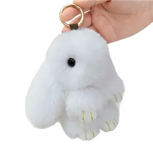 Soft and cute bunny keychain, faux rabbit fur fluffy keychain, bunny plush key ring for women.