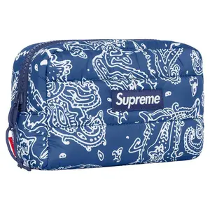 Supreme FW22 Week 14 Cashew Print Zippered Nylon Makeup Pouch – Unisex, Stylish, Multi-Color
