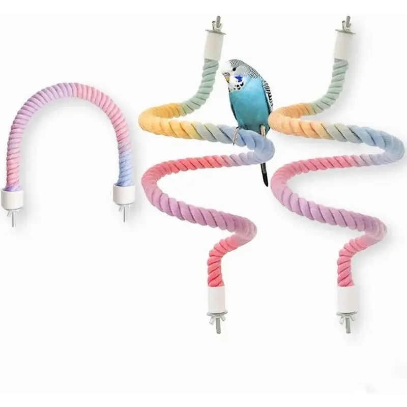 3-Piece Gradient Bendable Soft Rope Bird Perches - Climb Grip Toy with Climbing Stand, Exercises Body, Grinds Claws, Relaxes Boredom & Adds Vitality to Parakeet Cages