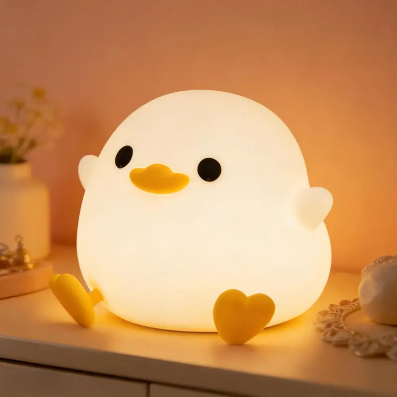 Duck Night Light, Cute DoDo Duck Lamp, Squishy Silicone Dimmable Bedside Light for Baby Nursery with Timer, Rechargeable Touch Nightlight for Boys Girls Room Decor, Birthday Gift for Kids