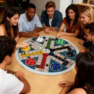 Large 19.69inch/19.69-inch Game Board for 6 Players - Includes: 1 Round Game Board, 24 Dice in 6 Colors, 2 Dice Cups. Classic Dice Board Game for 6 Players, with Numbered Pieces 1-6. for Christmas and Halloween - Chess Expressway and 6-Player Game