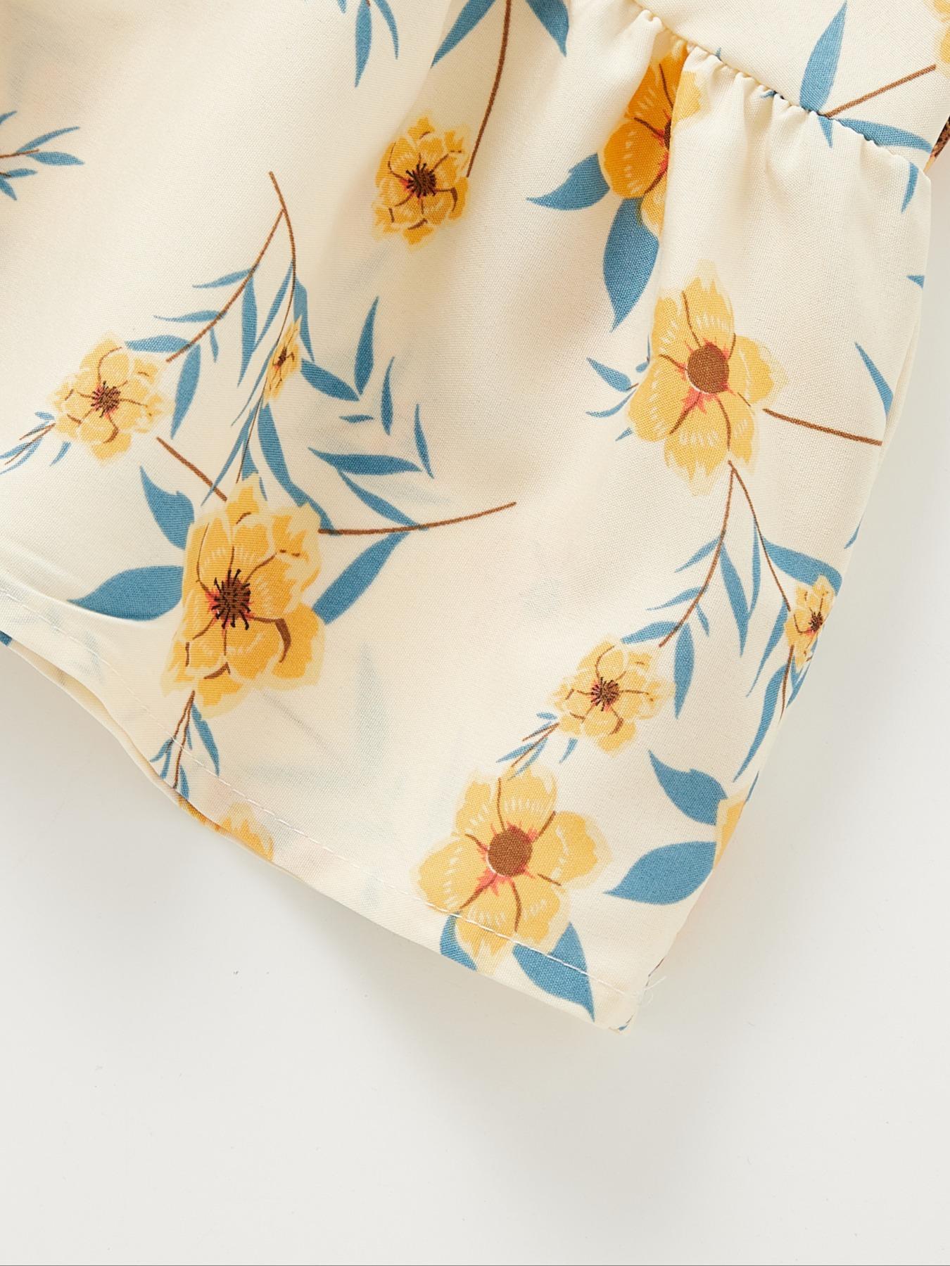 Plus Size Floral Print Off Shoulder A Line Dress, Boho Romantic Shirred Ruffle Hem Dress for Beach Vacation Holiday, Women's Plus Clothes for Summer