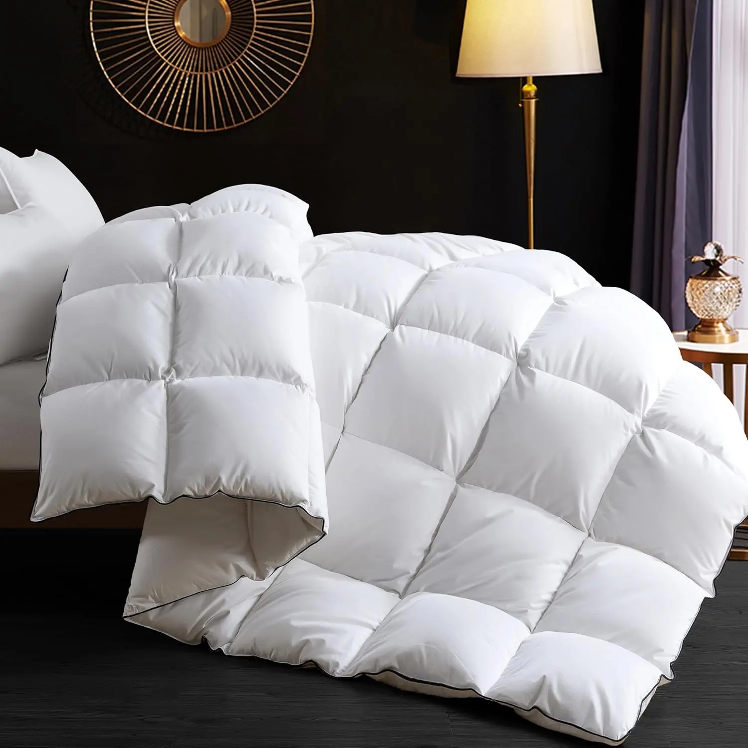 Goose Down Duvet Insert Queen - All Season Cool Touch, Cotton Shell for Hot Sleepers, Lightweight Hotel Quality, White 90x90 Inch