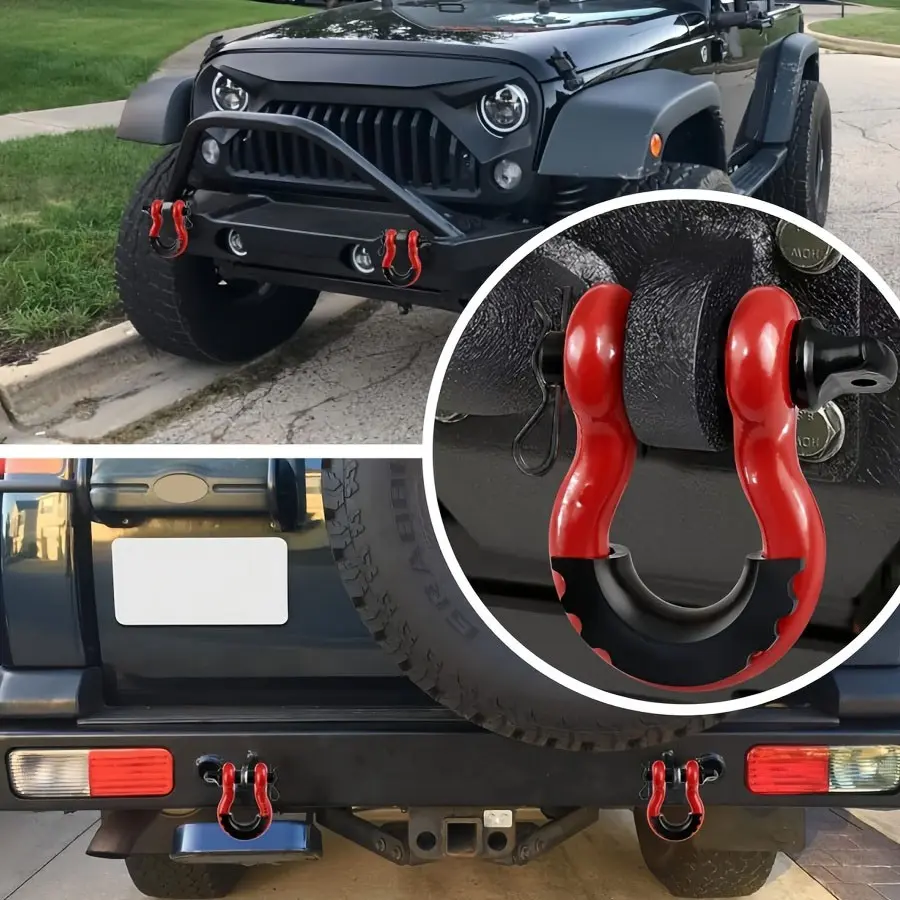 1PC 3/4" D-Ring Shackles, High Strength 41,887Ibs Break Strength with 7/8 Inch Screw Pin & Chain Isolation Pad Kit - for Tow Strap Truck Off Road Vehicle Recovery