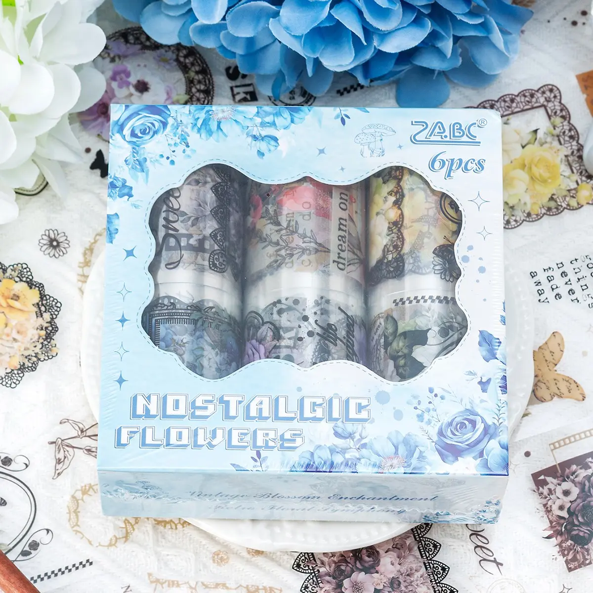 6 rolls/box Romantic Floral PET Tape Sticker Set, Colorful Flower Decorative Tape, Suitable for Students and Girls, Perfect for DIY Crafts, Scrapbooking, Scrapbook Decals, Scrapbook Materials, Journals, and Diary Decoration Accessories