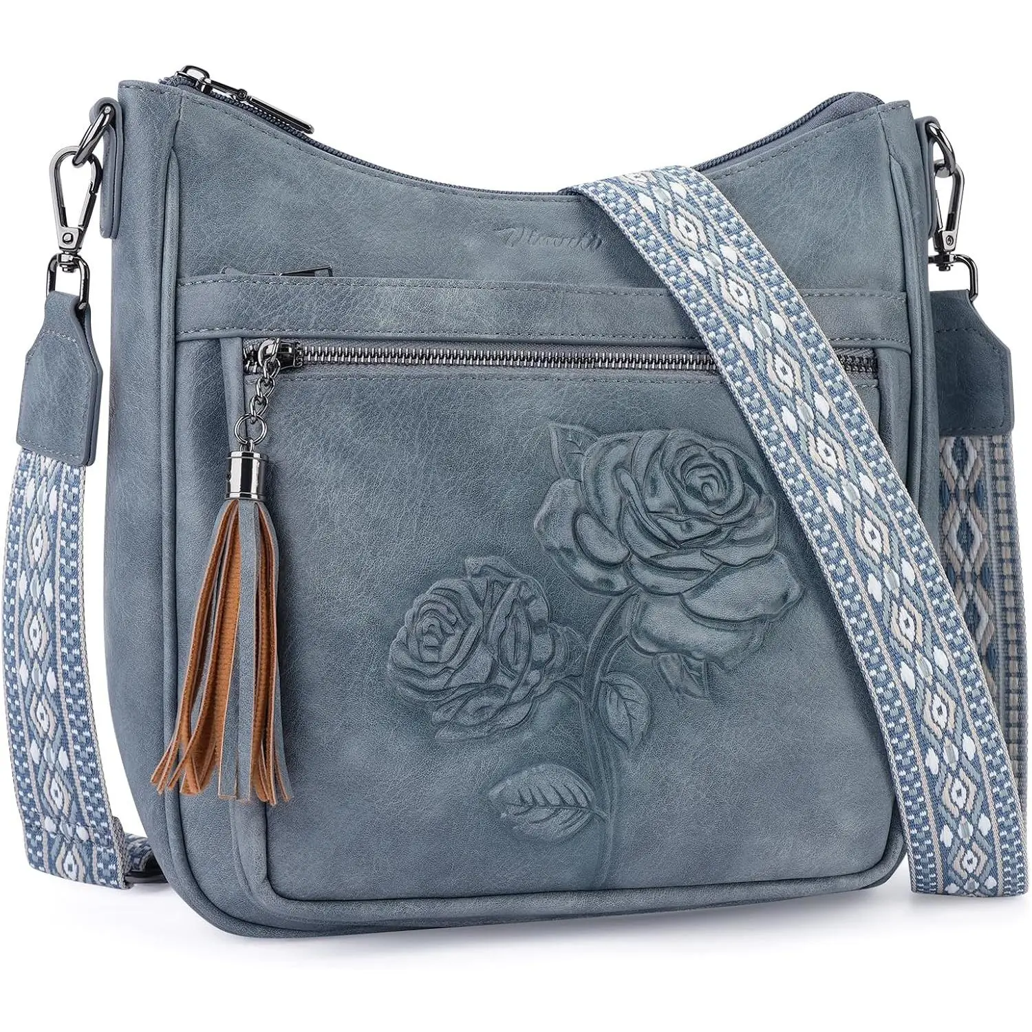 Medium Crossbody Bags for Women,Vegan Leather Hobo Purses Embossed