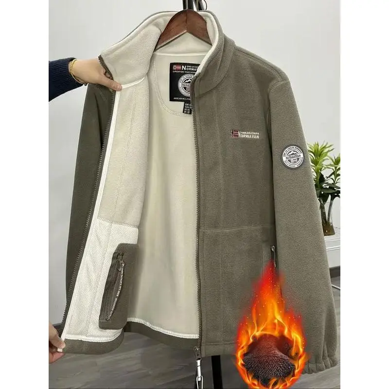 Men's Heavy-Duty Winter Jacket with Fleece Lining, Full-Zip Closure, Stand Collar, Zippered Pockets, Maroon Color, Outdoor Use, Coats