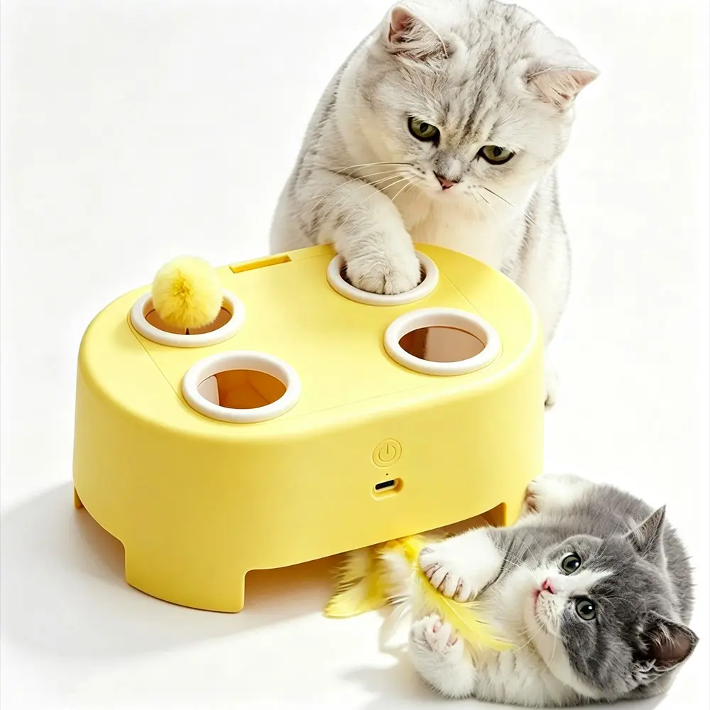 ABS Electric Cat Toy, USB Rechargeable Interactive Feather Teaser Box, Solo Play Cat Toy, Engaging Pet Entertainment, Interactive Kitten Toy