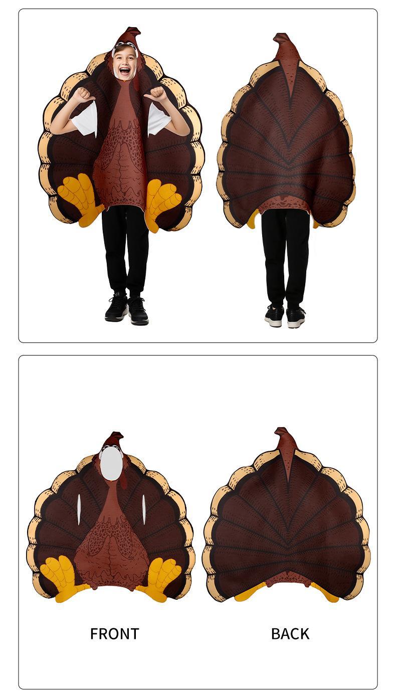 Women Men Bos Girls Halloween Roasted Turkey Cosplay Costume Funny Food Disguise Clothes Thanksgiving Performance Party Outfi