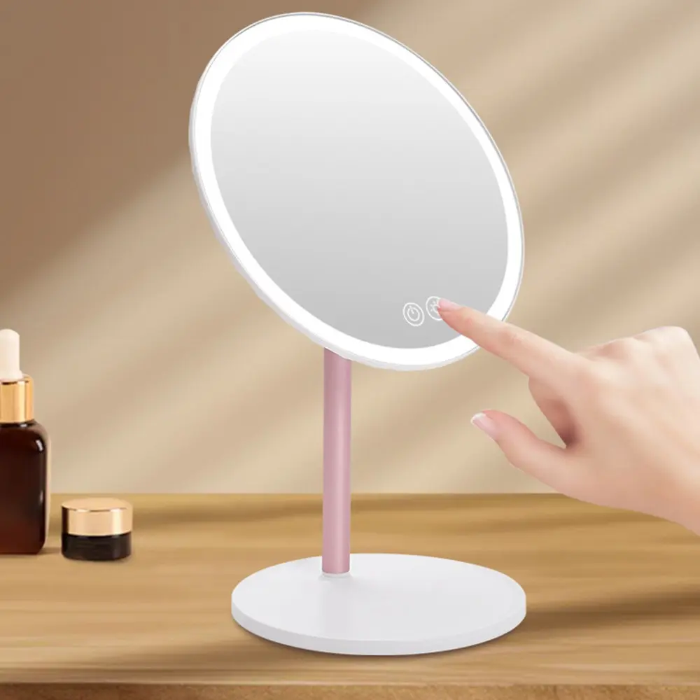 1PCS LED desktop makeup mirror with 84 light beads, detachable makeup mirror, 3-color adjustable light, 90 degree rotating makeup mirror, suitable for both men and women, Led Lighted Mirror