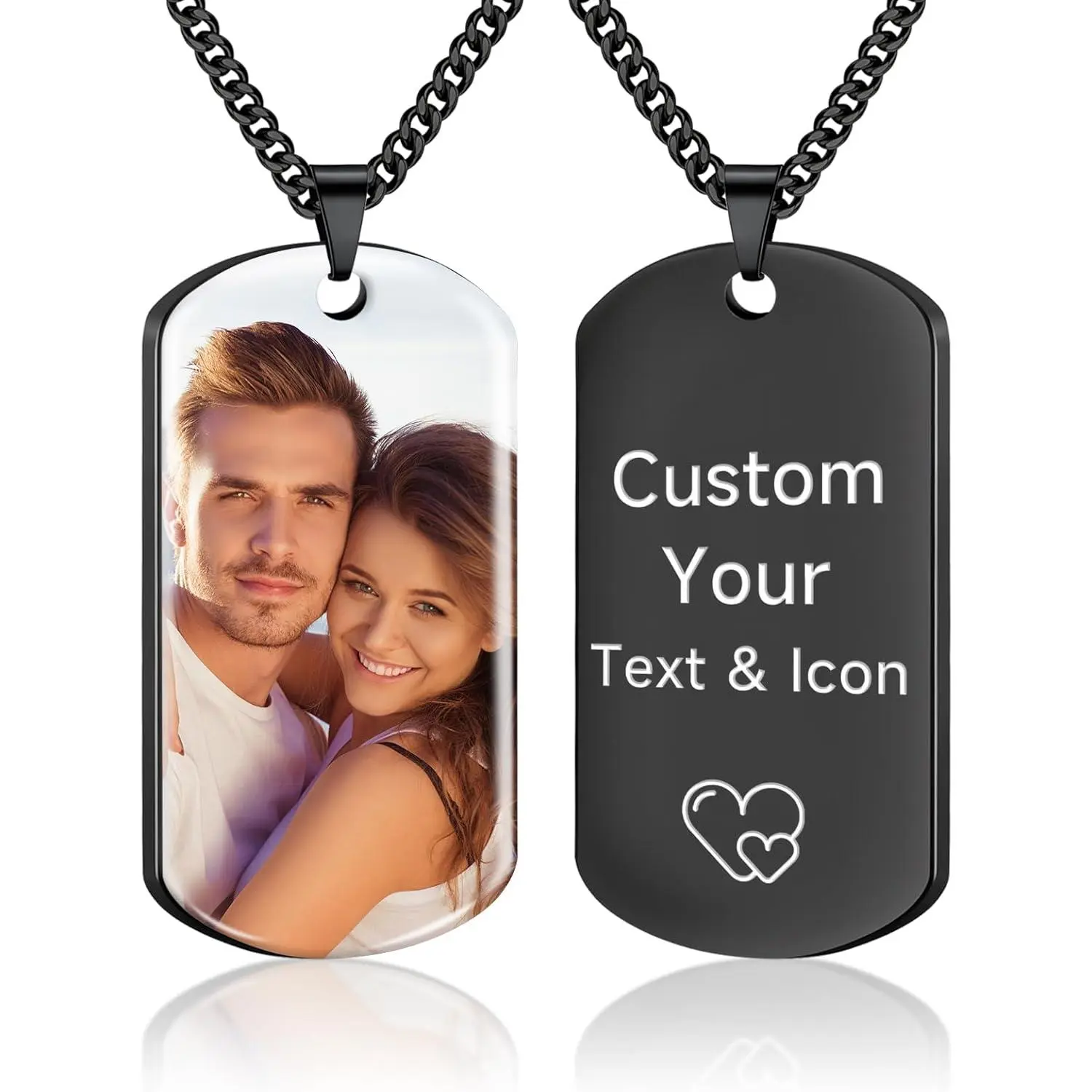 Personalized Picture Necklace - Customized Carving Text Dog Label Necklace, Men's and Women's Customized Gifts, Couple Gifts, Pet Commemorative Pendant Necklace, Pet Enthusiast Commemorative Gifts, Halloween |   Christmas Gifts