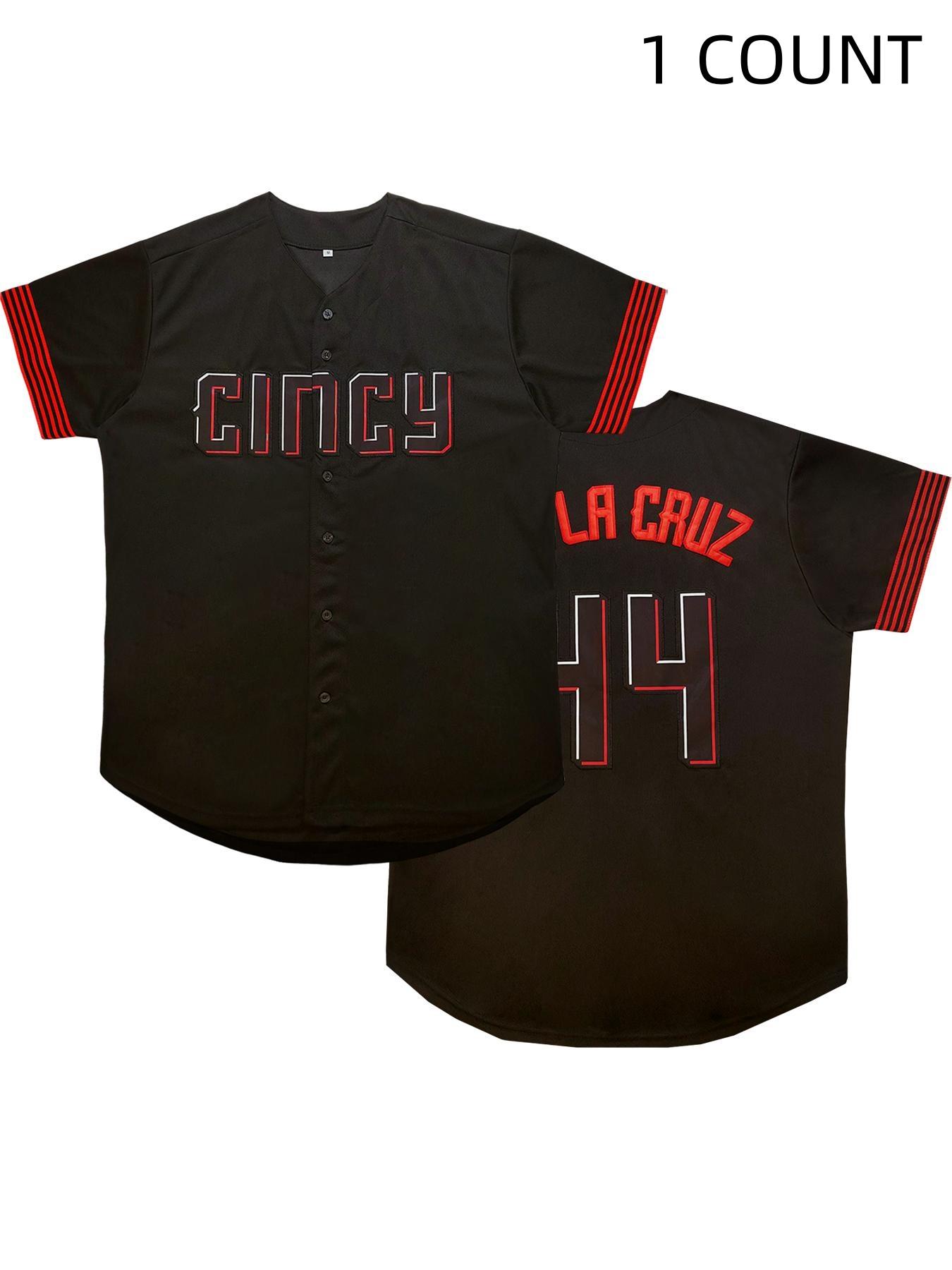 Men's Letter & Number Embroidery V Neck Baseball Jersey, Loose Sporty Baseball Top, Men's Sport & Outdoor Clothing for All Seasons, Embroidered Baseball Jersey