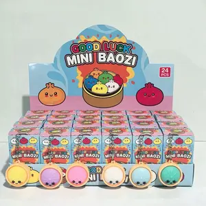 24pc Mini Baozi Figure Keychain Blind Box Toy, School Prize Blind Box Gift, Mini Hanging Ornament, Fun Collectible Accessories, Key Charms