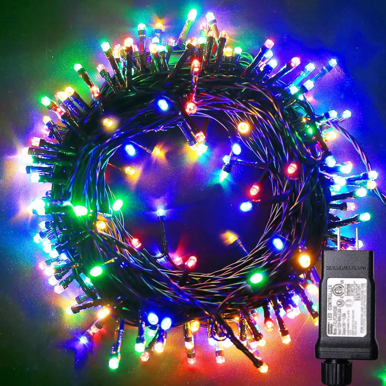 Christmas Lights Colored String Lights 33 Ft 100 LED  Multicolor Twinkle Lights 8 Modes 30 V Plug in Fairy String Lights for Indoor Outdoor Xmas Tree Bedroom Garden Party Decor