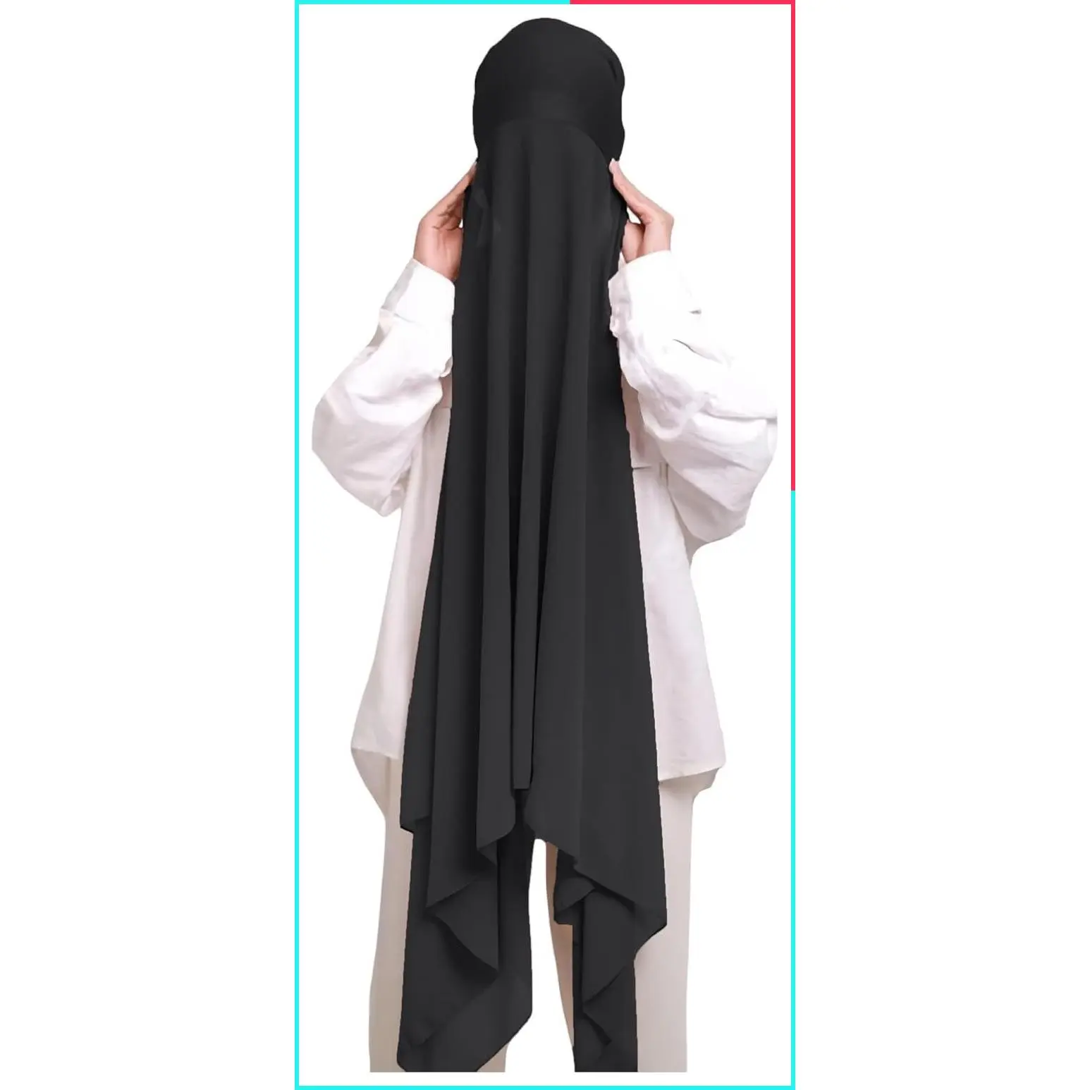 Muslim Women's Chiffon Instant Hijab Head Scarf with Matching Tie-Back Jersey Undercap