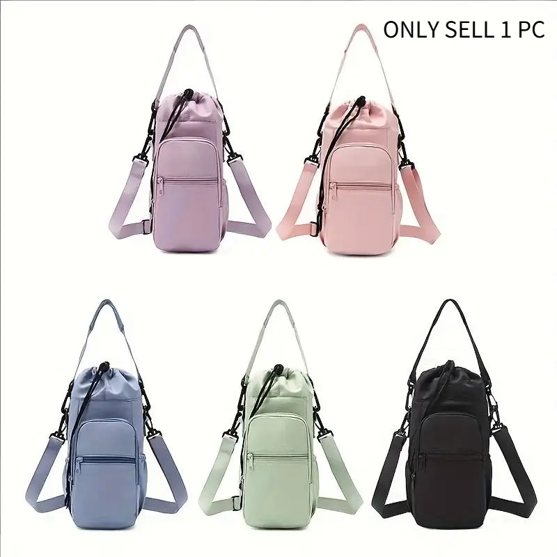 Adjustable Strap Water Bottle Carrier Insulated Crossbody Shoulder Sling Bag with Phone Pocket Portable Bottle Holder for 32oz 40oz Water Bottle