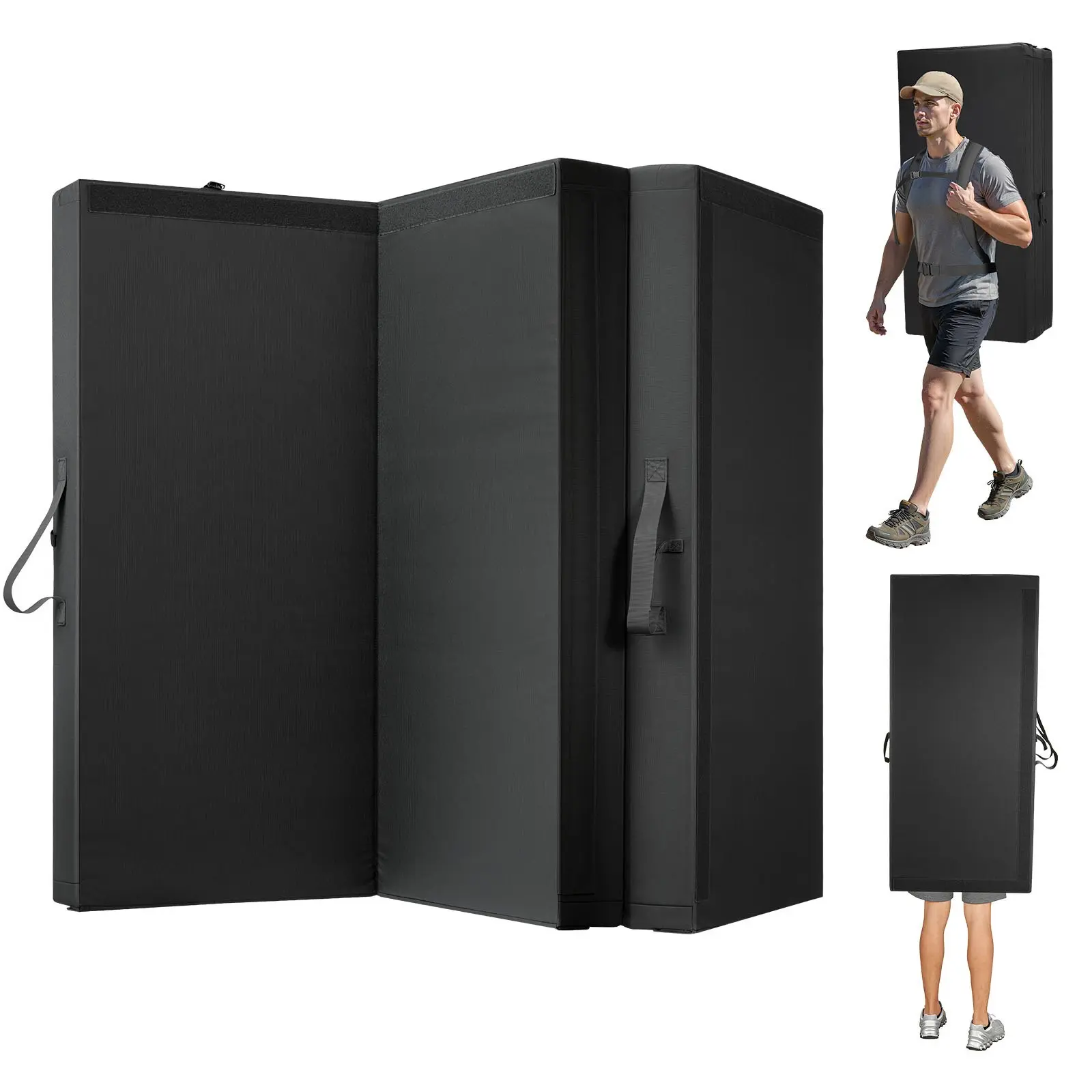 VEVOR Bouldering Crash Pad, Tri-Fold 900D Oxford Cloth Rock Climbing Pad for Adults, 21.8 lbs Lightweight with Adjustable Backpack Straps & Handle, Gym Training Use, Folded Size 48"x22.2"x15"