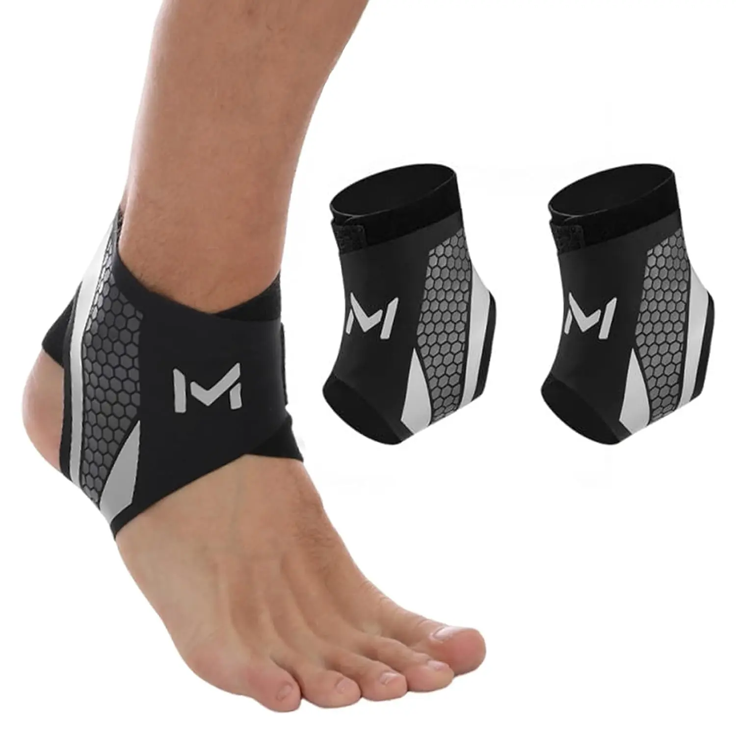 2-Pack Ankle Brace Men & Women, Adjustable Figure-8 Stabilizer with Straps Basketball, Volleyball & Running, Compression Sleeve Sprained Ankle, Plantar Fasciitis & Tendonitis Relief