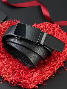 Pure Cowhide Men's Alligator Pattern Automatic Buckle Belt, Casual Leather Waistband, Trendy Two-Layer Design, New Arrival