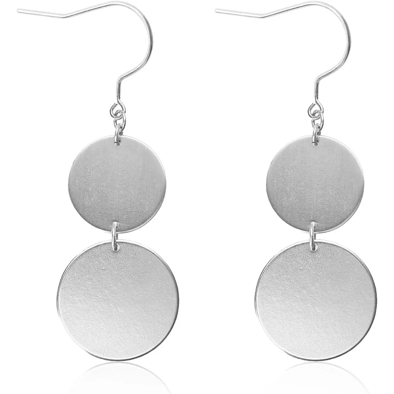 TGNEL Pure Titanium Earrings Two Circle Disc Hypoallergenic Dangle Drop Earrings for Women Sensitive Ears Silver