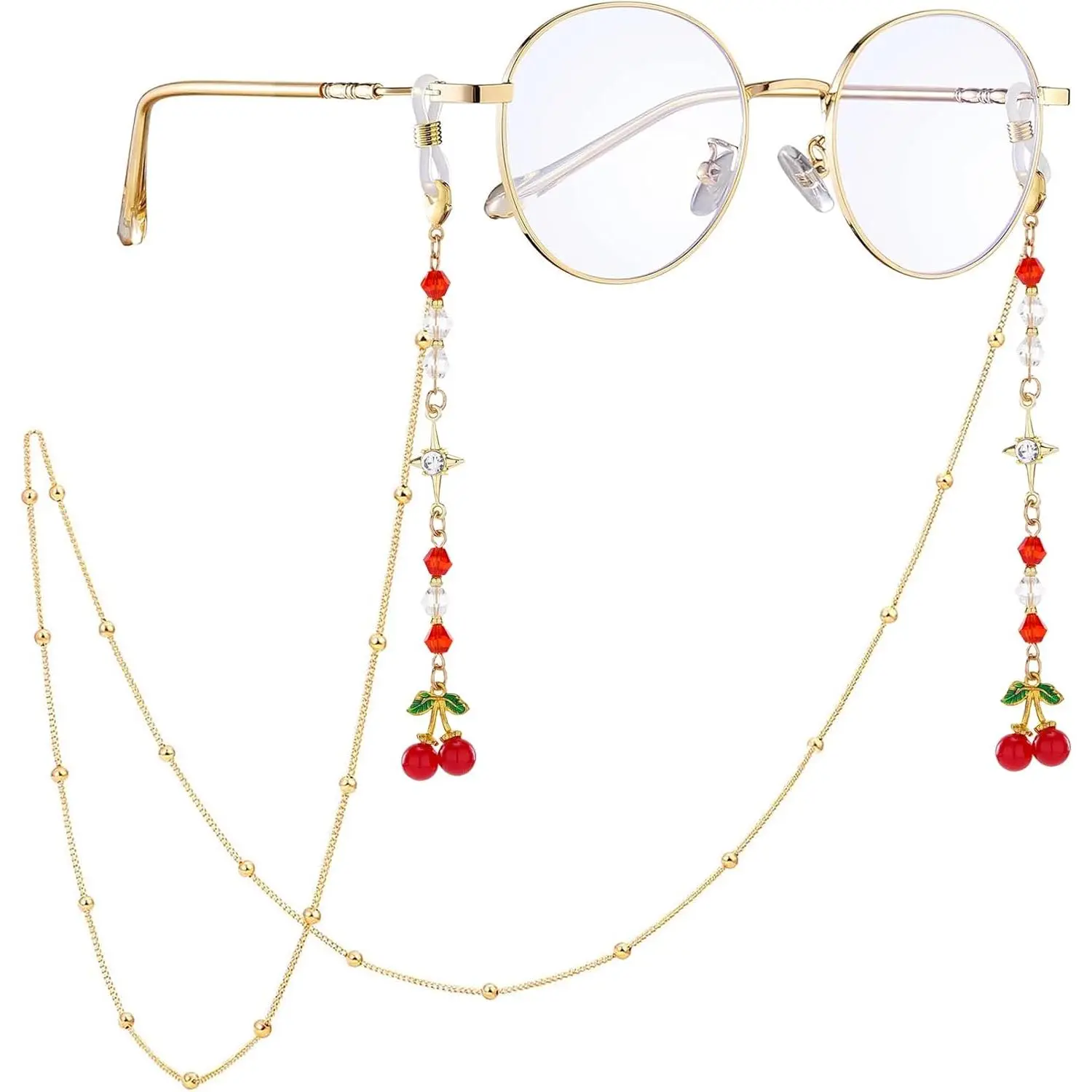 Women's Star-Charm Eyeglass Chain - Female Wear Casual Daily Accessory, Lightweight Sunglasses Holder Strap That Retains Glasses for a Charmed Elegant Look