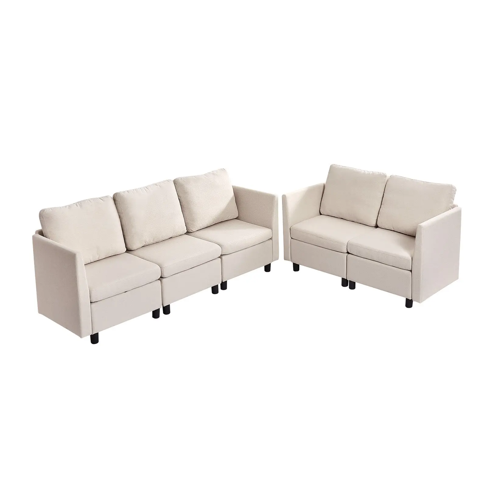 【toolupgrade】VEVOR 5-Seat Modular Sofa - Cloud Couch with Hidden Storage, High-Rebound Sponge, Solid Wood Frame Upholstery for Living Room, Bedroom, Beige