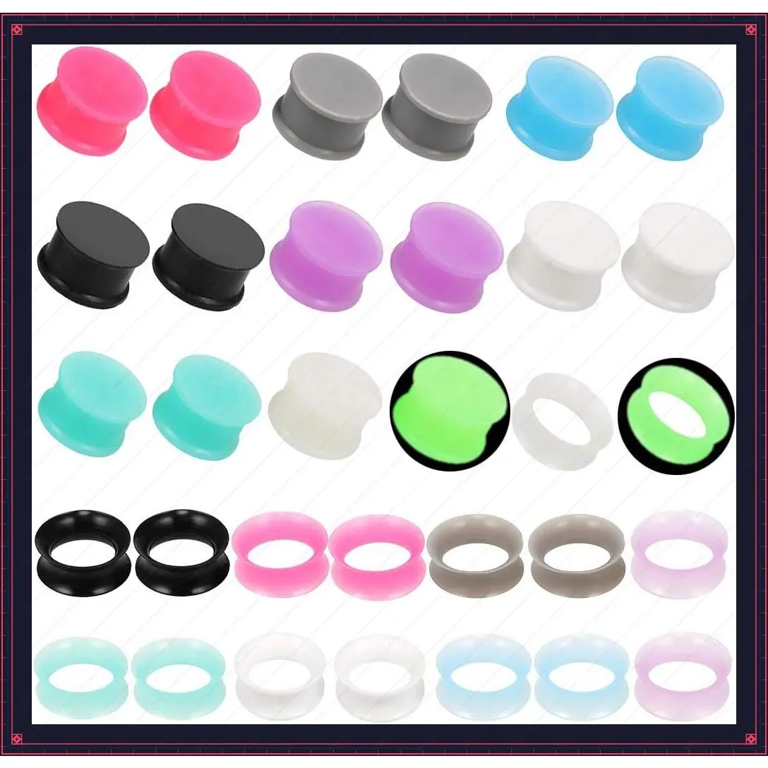 16 Pairs Silicone Ear Gauges Tunnels Set - Soft Flexible Ear Plugs Saddle Stretching Kit 6mm-20mmGift