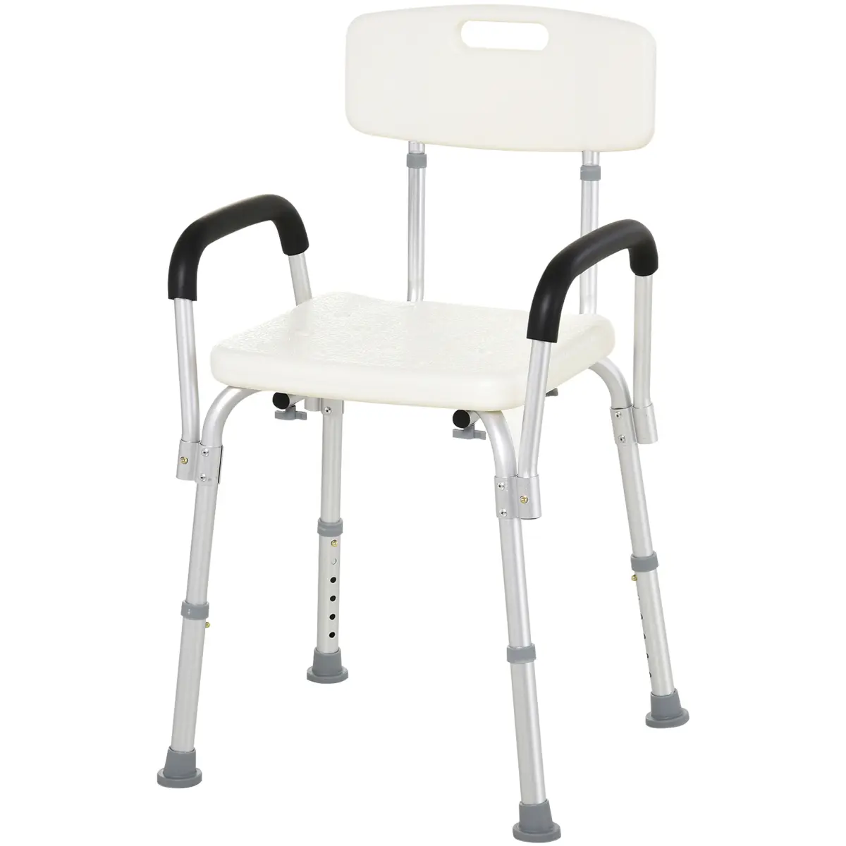 HOMCOM Shower Chair, Mobility Medical Grade Bath Chair, Adjustable Shower Bench with Removable Armrests for Seniors, Handicap, Disabled On-Site